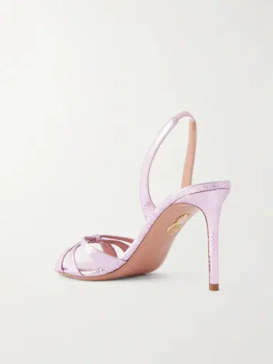 Aquazzura Tati 85 Metallic Snake-effect Leather Slingback Sandals | Thumbnail 3 Aquazzura Tati 85 Metallic Snake-effect Leather Slingback Sandals | Thumbnail 3