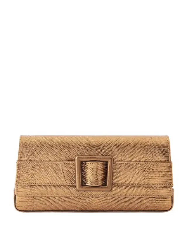 Maygot Metallic Lizard-effect Leather Clutch
