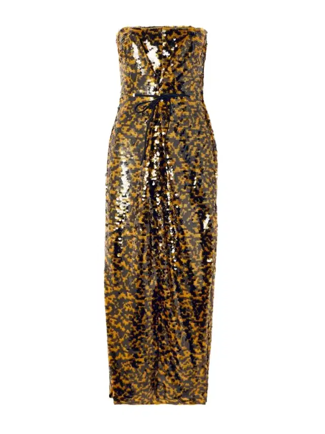 Cece Strapless Tie-detailed Sequined Tulle Midi Dress