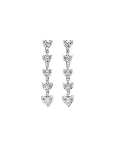 Wish Fine Jewelry 1.69ct Diamond 18K Gold Heart Gratuated Earrings | Thumbnail 1 Wish Fine Jewelry 1.69ct Diamond 18K Gold Heart Gratuated Earrings | Thumbnail 1