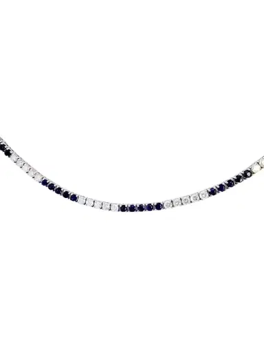 Wish Fine Jewelry 11.85ct Diamond Sapphire 14K Gold Tennis Necklace | Thumbnail 2
