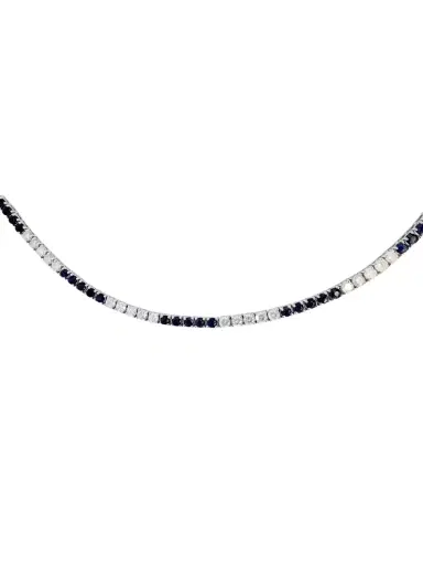 Wish Fine Jewelry 11.85ct Diamond Sapphire 14K Gold Tennis Necklace | Thumbnail 1