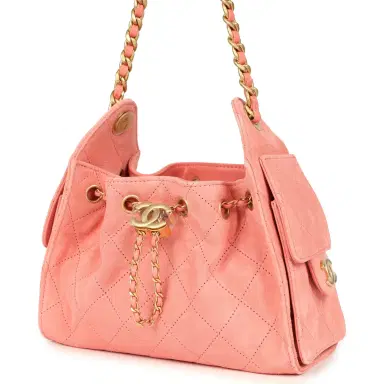 Chanel Chanel Mini 25 Hobo Bag Pink Suede Antique Gold Hardware | Thumbnail 4 Chanel Chanel Mini 25 Hobo Bag Pink Suede Antique Gold Hardware | Thumbnail 4