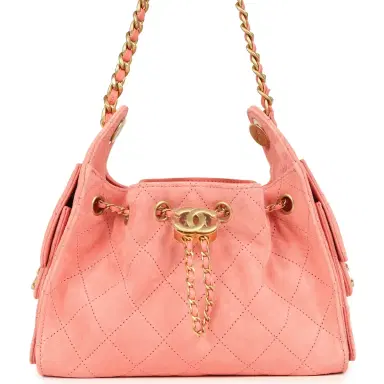 Chanel Chanel Mini 25 Hobo Bag Pink Suede Antique Gold Hardware | Thumbnail 1 Chanel Chanel Mini 25 Hobo Bag Pink Suede Antique Gold Hardware | Thumbnail 1