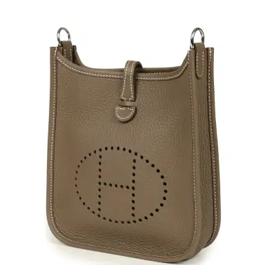 HERMÈS Hermes Evelyne TPM Etoupe Clemence Palladium Hardware | Thumbnail 3