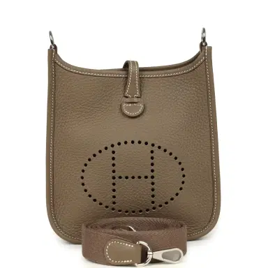 HERMÈS Hermes Evelyne TPM Etoupe Clemence Palladium Hardware | Thumbnail 1