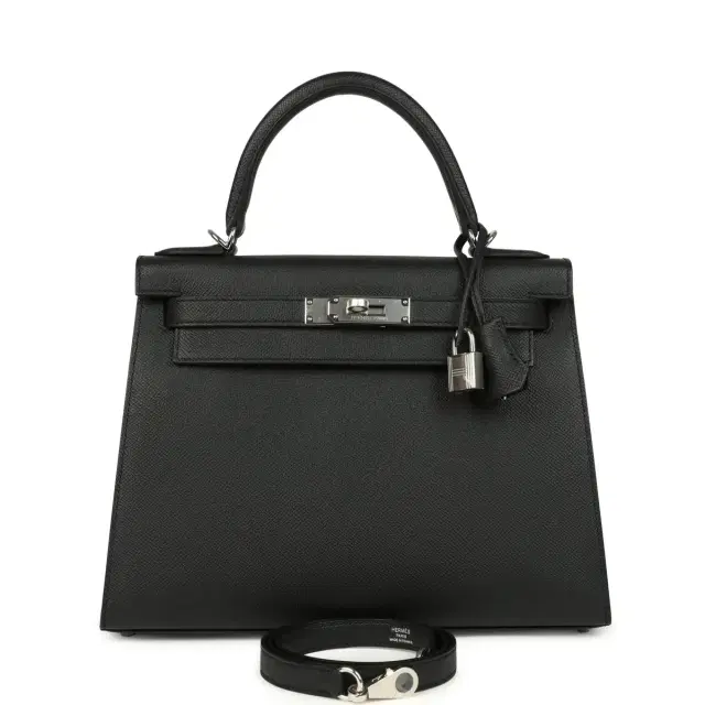 hermes Hermes Kelly Sellier 28 Black Epsom Palladium Hardware
