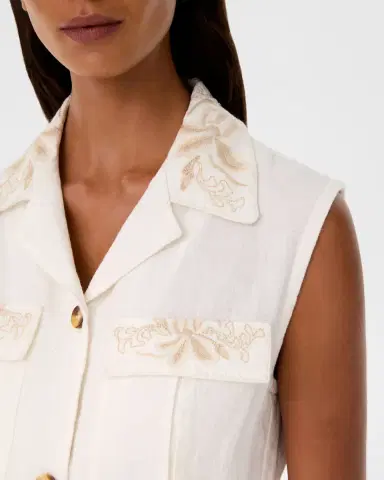 Emporio Sirenuse Dinda Vest with Sand Flowers Embroidery | Thumbnail 2 Emporio Sirenuse Dinda Vest with Sand Flowers Embroidery | Thumbnail 2