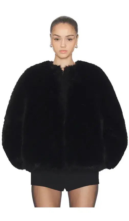HAELO Long Hair Faux Fur Bomber