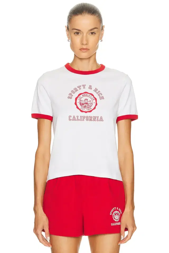 Sporty & Rich California Emblem Ringer Tee