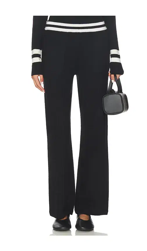 White & Warren Cashmere Striped Wide Leg Pant