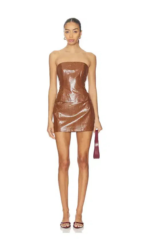 superdown Nadira Faux Leather Skirt Set