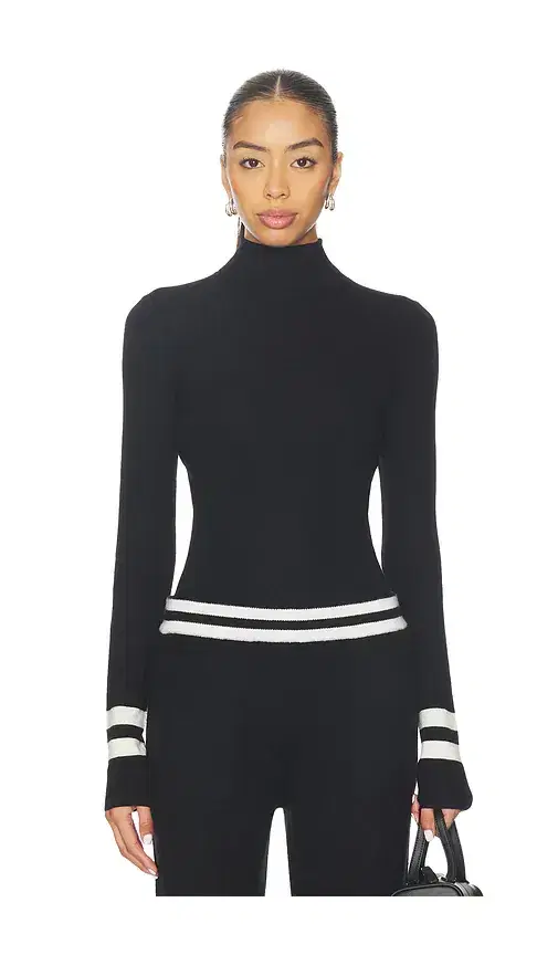 White & Warren Superfine Merino Striped Fitted Turtleneck