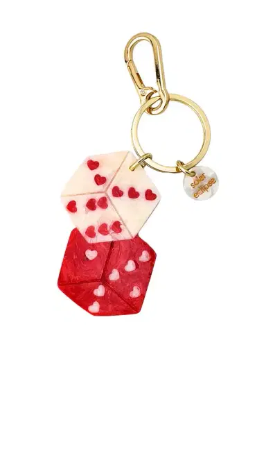 Solar Eclipse Hand-Painted Lucky Dice Bag Charm + Keychain | Thumbnail 1