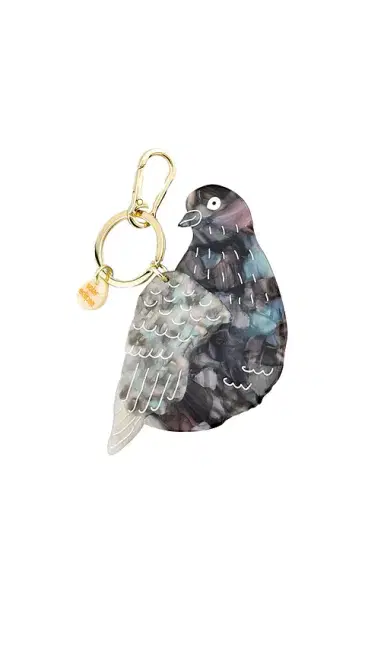 Solar Eclipse Hand-Painted Pigeon Bag Charm + Keychain | Thumbnail 1