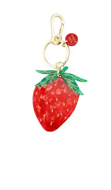 Solar Eclipse Hand-painted Strawberry Bag Charm + Keychain | Thumbnail 1