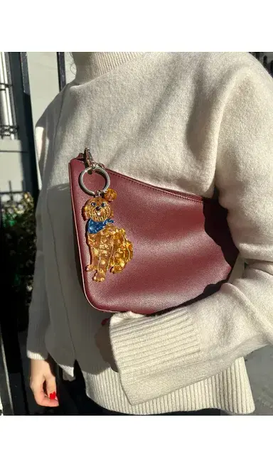 Solar Eclipse Hand-Painted Goldendoodle Bag Charm + Keychain | Thumbnail 2