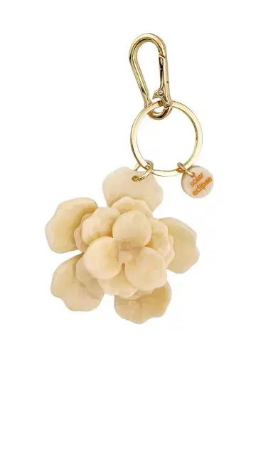 Solar Eclipse Handmade Origami Gardenia Flower Bag Charm + Keychain | Thumbnail 1 Solar Eclipse Handmade Origami Gardenia Flower Bag Charm + Keychain | Thumbnail 1