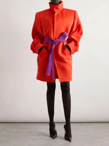 Saint Laurent Belted Silk-crepe Coat | Thumbnail 2