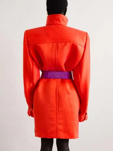 Saint Laurent Belted Silk-crepe Coat | Thumbnail 3