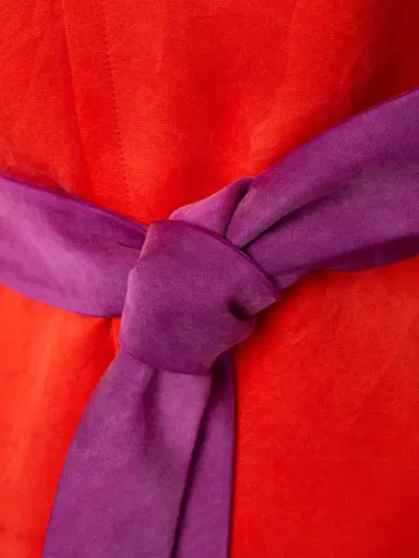 Saint Laurent Belted Silk-crepe Coat | Thumbnail 5