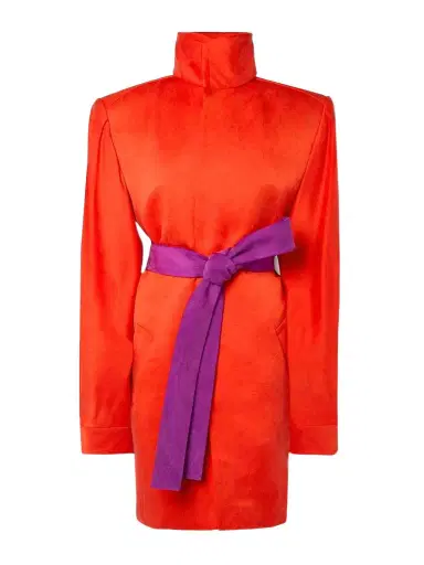 Saint Laurent Belted Silk-crepe Coat | Thumbnail 1