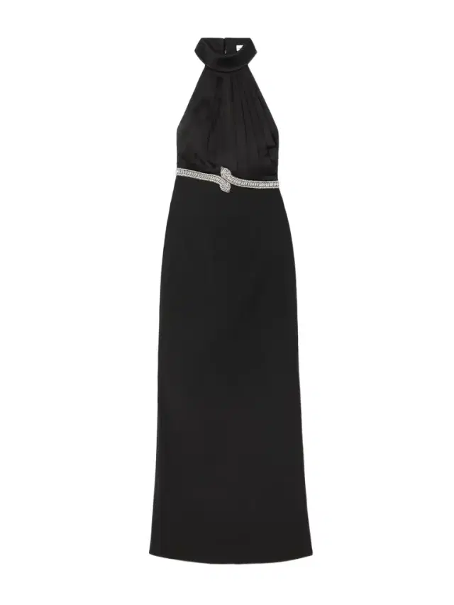 Lilith Crystal-embellished Pleated Crepe Halterneck Gown
