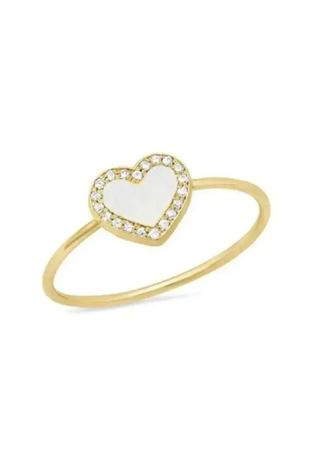 Extra Small Mother of Pearl Inlay Heart Ring