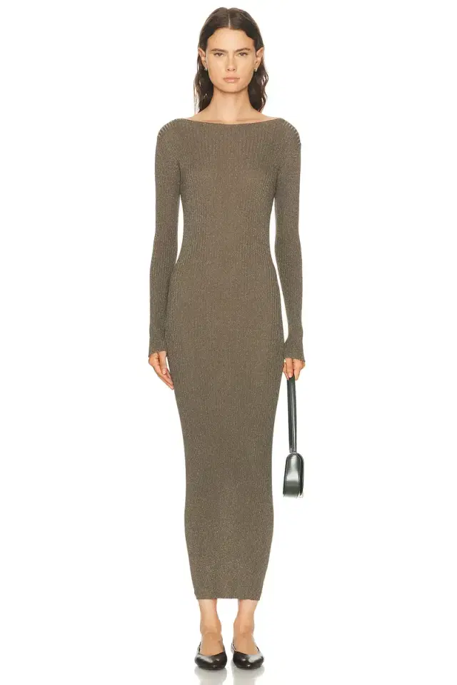 LESET Blake Rib Long Sleeve Maxi Dress