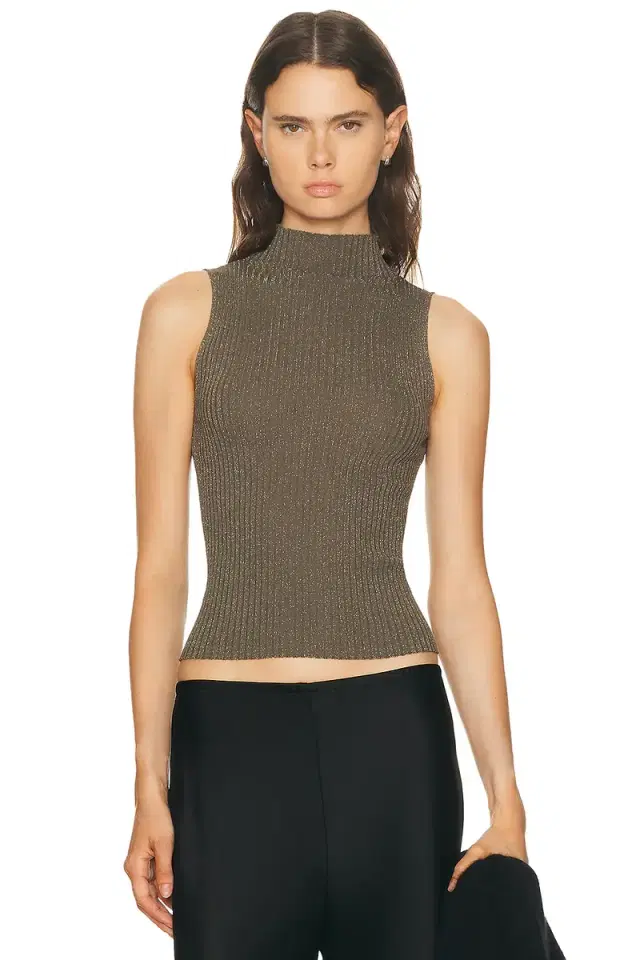 LESET Blake Rib Sleeveless Turtleneck Top