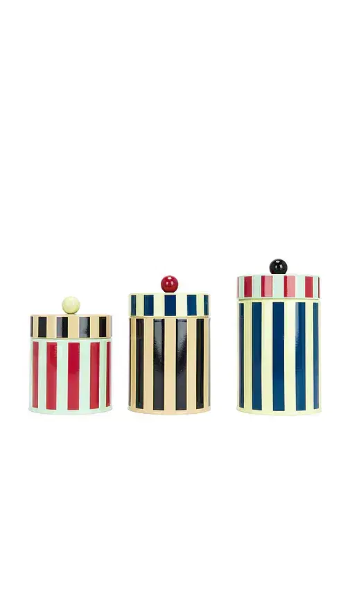 Dusen Dusen Set Of 3 Stripe Canister
