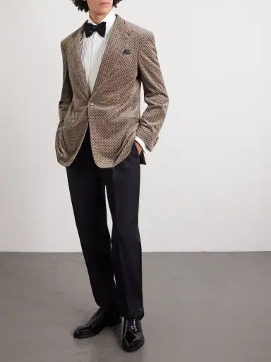 dunhill Slim-Fit Printed Cotton-Blend Velvet Tuxedo Jacket - Men | Thumbnail 2