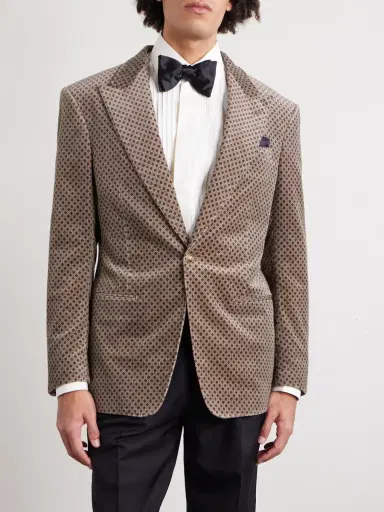 dunhill Slim-Fit Printed Cotton-Blend Velvet Tuxedo Jacket - Men | Thumbnail 3