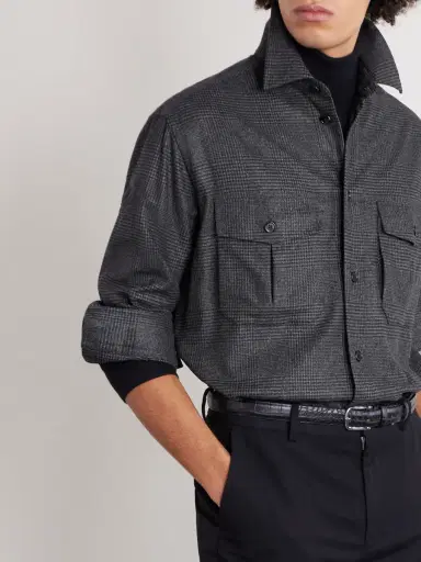 dunhill Prince of Wales Checked Wool and Cashmere-Blend Overshirt - Men | Thumbnail 4 dunhill Prince of Wales Checked Wool and Cashmere-Blend Overshirt - Men | Thumbnail 4