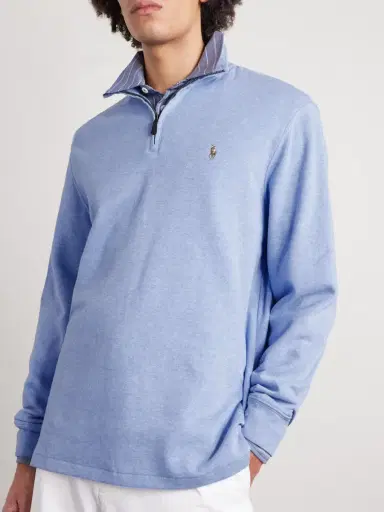Polo Ralph Lauren Logo-Embroidered Cotton Half-Zip Sweater - Men | Thumbnail 3