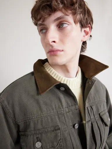 Frame Suede-Trimmed Cotton-Canvas Trucker Jacket - Men | Thumbnail 5
