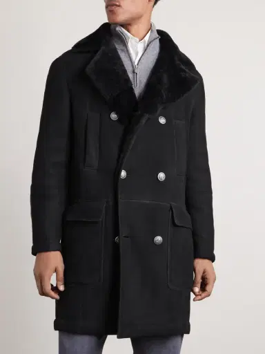 Brunello Cucinelli Double-Breasted Shearling Coat - Men | Thumbnail 3
