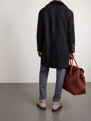 Brunello Cucinelli Double-Breasted Shearling Coat - Men | Thumbnail 4