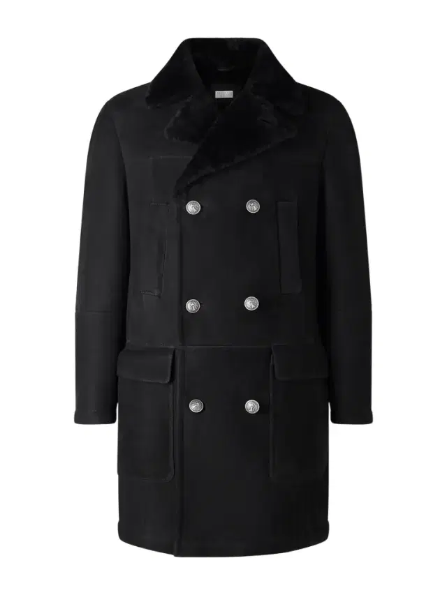 Double-Breasted Shearling Coat - Men