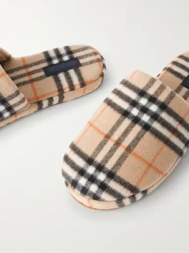 Burberry Checked Virgin Wool-Blend Slippers - Men | Thumbnail 4