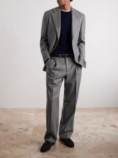 Saman Amel Wide-Leg Pleated Wool-Flannel Suit Trousers - Men | Thumbnail 2