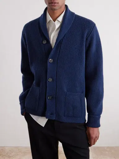 William Lockie Duncan Shawl-Collar Ribbed Merino Wool and Cashmere-Blend Cardigan - Men | Thumbnail 3 William Lockie Duncan Shawl-Collar Ribbed Merino Wool and Cashmere-Blend Cardigan - Men | Thumbnail 3