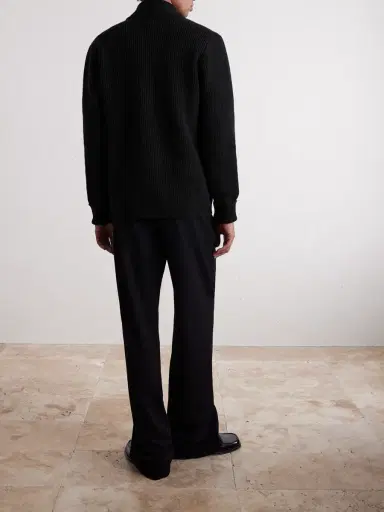 William Lockie Duncan Shawl-Collar Ribbed Merino Wool and Cashmere-Blend Cardigan - Men | Thumbnail 4 William Lockie Duncan Shawl-Collar Ribbed Merino Wool and Cashmere-Blend Cardigan - Men | Thumbnail 4