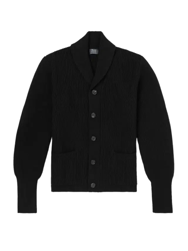 Duncan Shawl-Collar Ribbed Merino Wool and Cashmere-Blend Cardigan - Men