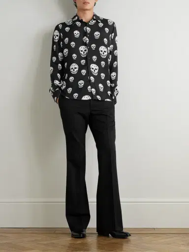 McQueen Printed Satin Shirt - Men - Black - UK/US 16 | Thumbnail 2