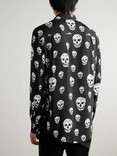 McQueen Printed Satin Shirt - Men - Black - UK/US 16 | Thumbnail 3