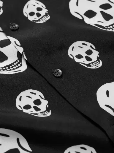 McQueen Printed Satin Shirt - Men - Black - UK/US 16 | Thumbnail 4