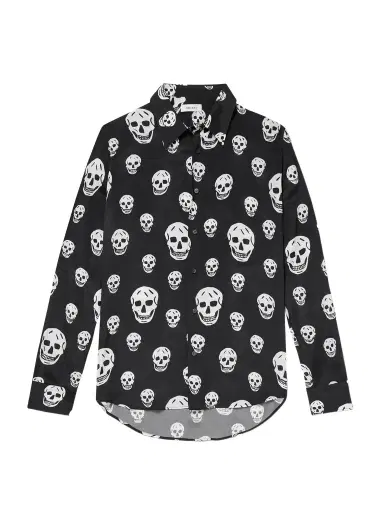 McQueen Printed Satin Shirt - Men - Black - UK/US 16 | Thumbnail 1