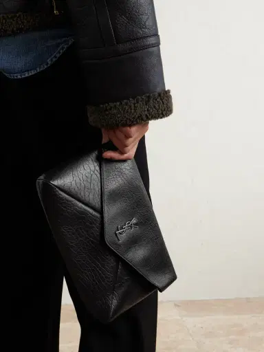 Saint Laurent Logo-Embellished Full-Grain Leather Pouch - Men | Thumbnail 6
