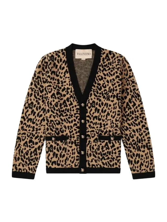 Leopard-Jacquard Knit Wool Cardigan - Men